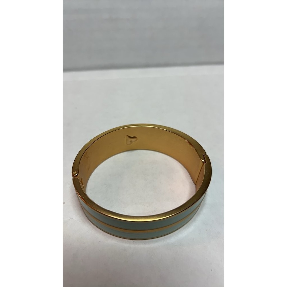 Vintage Gold-Tone Hinged Bangle Bracelet with Enamel Inlay